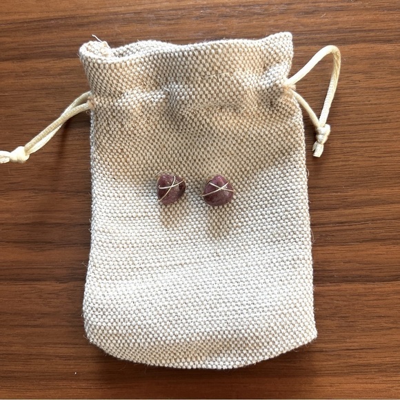 New Rhodonite stone earrings - Picture 3 of 4